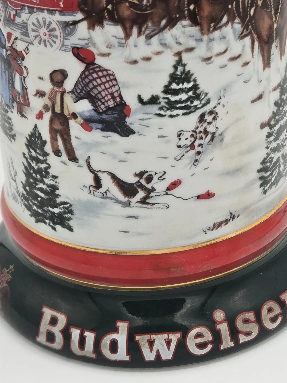 1991 Budweiser Clydesdale Holiday Ceramic Beer Stein 